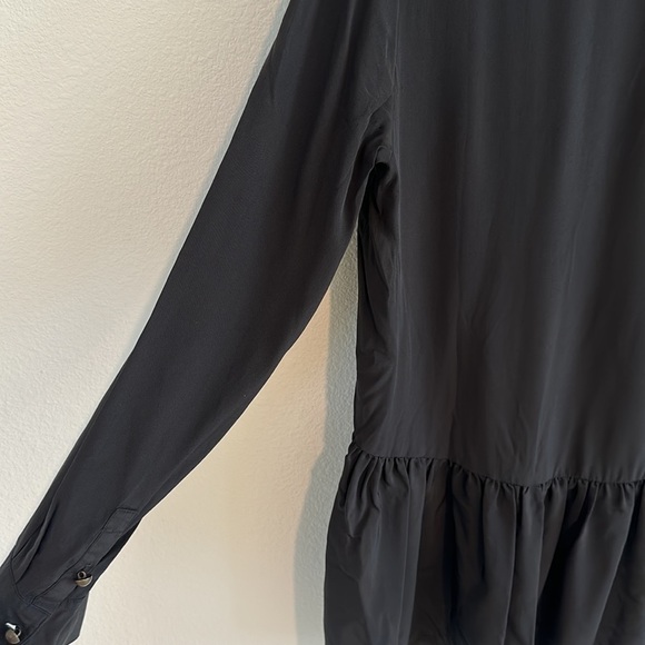 Tibi 100% Silk High Low Hem Peplum Minimalist Black Top - Picture 8 of 10